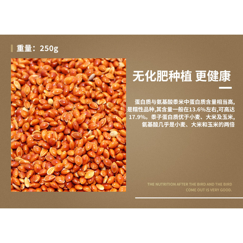 带壳红黍子糜子虎皮牡丹玄凤鹦鹉粮鸟食饲料谷子大黄米非小米250g - 图1