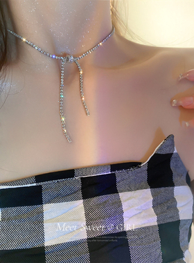 蝴蝶结项链女款高级设计感小众轻奢新娘礼服配饰颈链锁骨链高级感