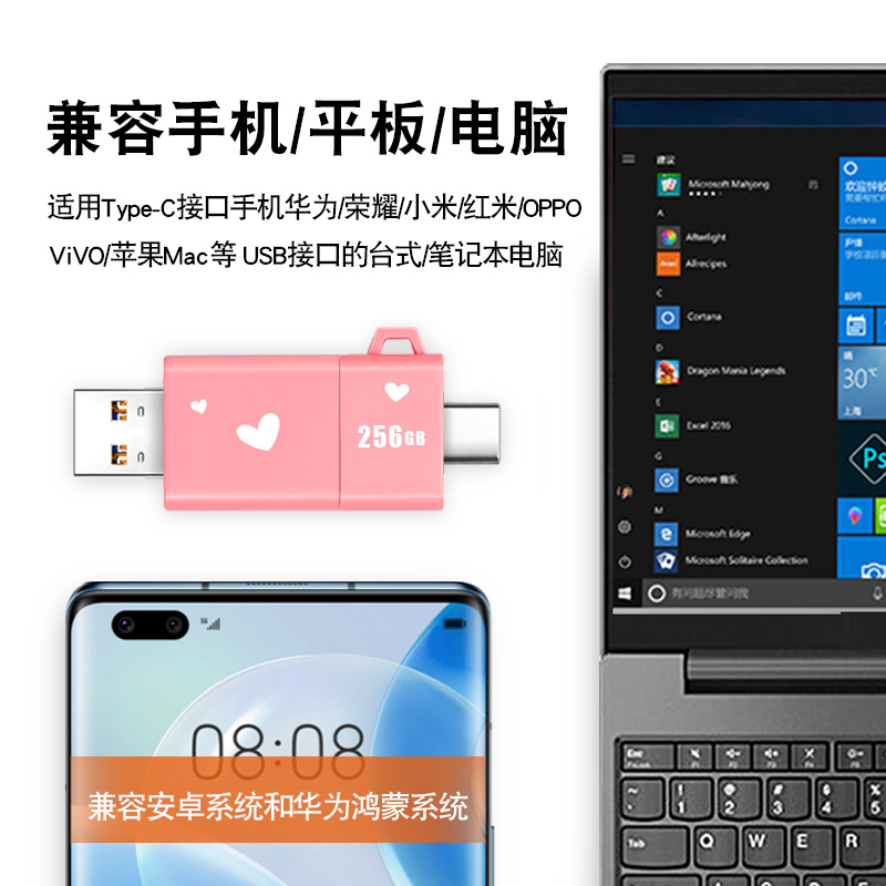 u盘大容量1t手机扩容电脑两用512g优盘typec双接头正品高速usb3.1 - 图1