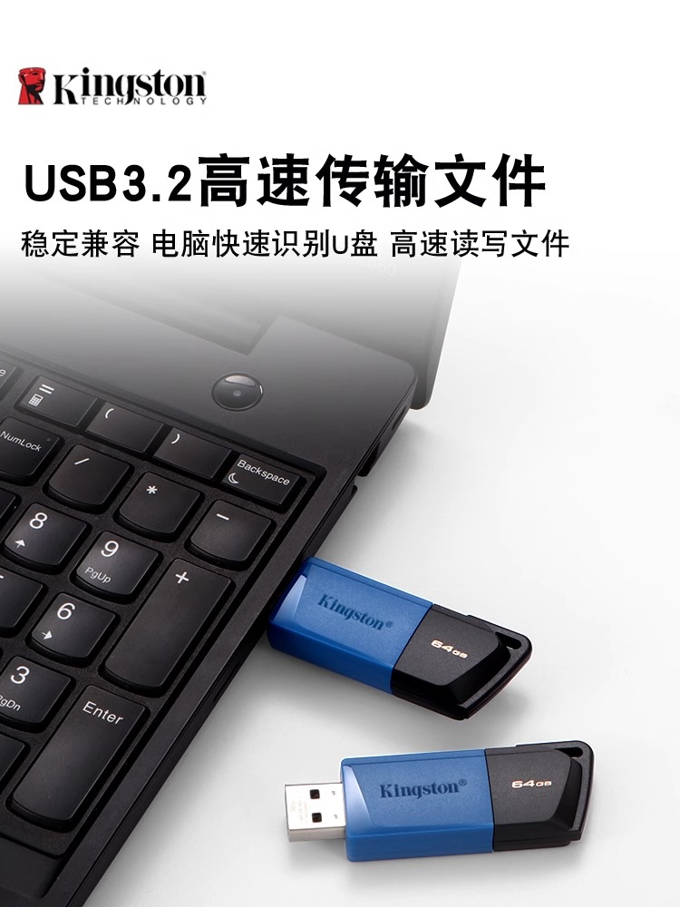 大容量金士顿u盘128g官方正品64g高速usb3.0电脑加密码优盘定制 - 图1