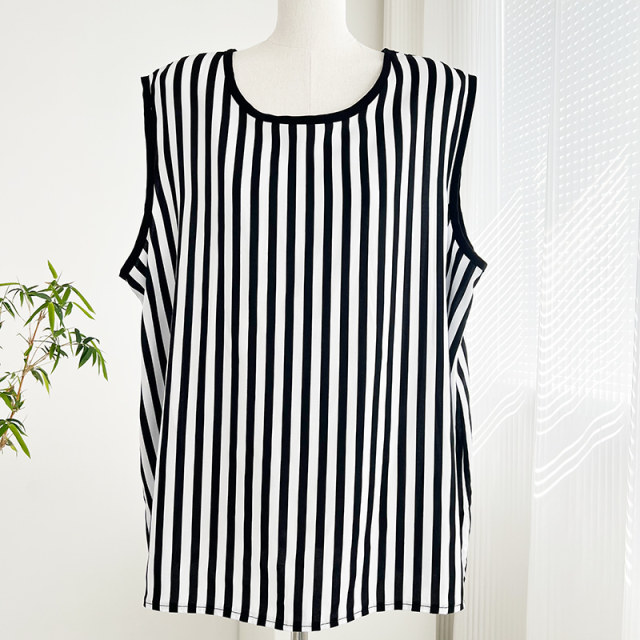 Cotton silk sleeveless round neck thin loose top