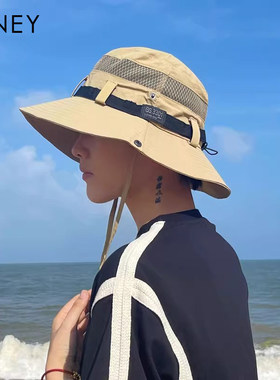 Viney防晒帽子男款夏季遮阳帽户外登山帽大帽檐旅游渔夫帽太阳帽
