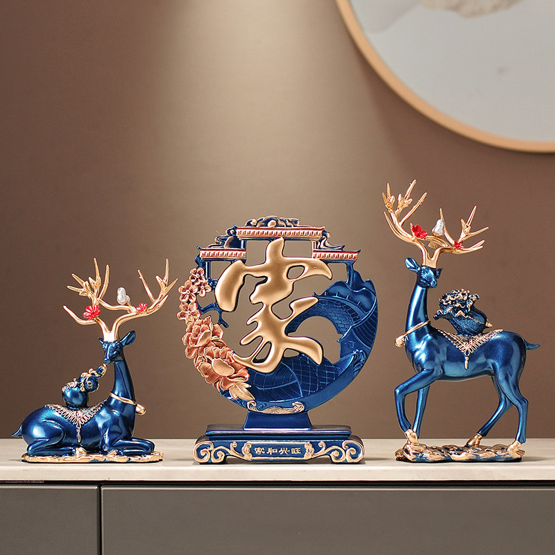 新中式鹿摆件暖居高档轻奢客厅玄关电视柜酒柜装饰品乔迁新居礼品,淘宝优惠券,粉丝福利购,淘宝优惠卷