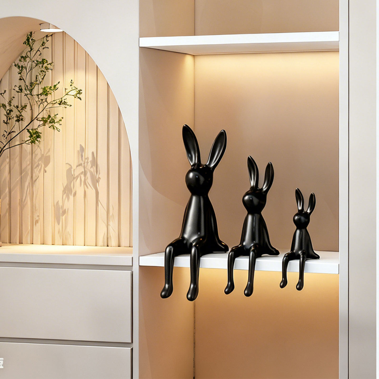 坐姿兔子电视柜装饰摆件轻奢高档客厅酒柜桌面家居高级感小众饰品,淘宝优惠券,粉丝福利购,淘宝优惠卷