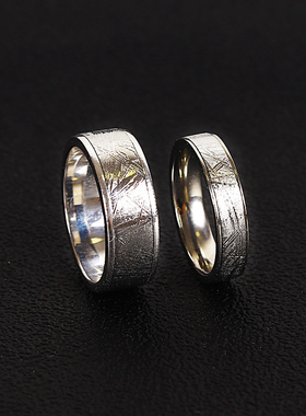 天铁陨石戒指情侣款原创设计