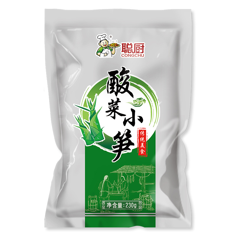 聪厨酸菜小笋230g*60袋整箱下饭菜美食酒店同款预制菜速食开胃菜 - 图0