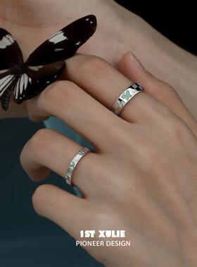 蝴蝶纯银情侣对戒不掉色原创小众设计高级感食指开口戒指