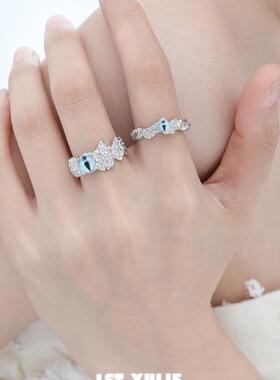 纯银不掉色原创猫瞳戒指小众设计冷淡风高级食指开口情侣对戒礼物