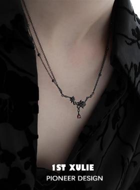 暗黑玫瑰纯银项链原创小众设计高级感锁骨链2025新款