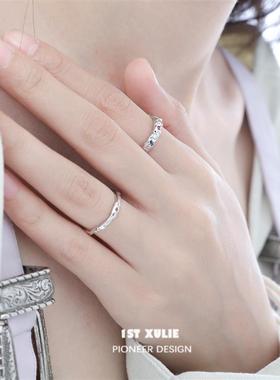 925纯银多巴胺彩色锆石戒指小众设计冷淡风高级食指开口情侣对戒