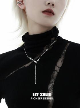 纯银锆石项链原创小众设计冷淡高级感新款锁骨链毛衣链女