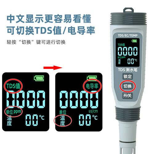 家贝tds水质检测笔高精度测水性笔家用饮用水养鱼养虾tds值水测试 - 图2