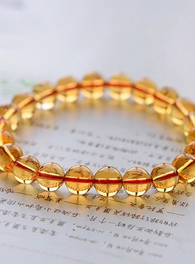 天然黄水晶手链 收藏级巴西净体招财之石深黄东海可塘水晶