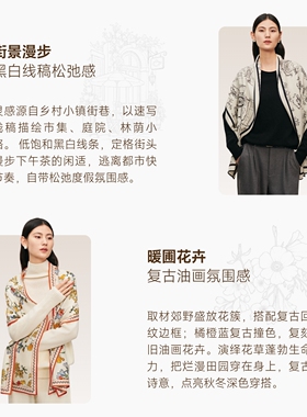 东方甄选真丝羊毛印花围巾