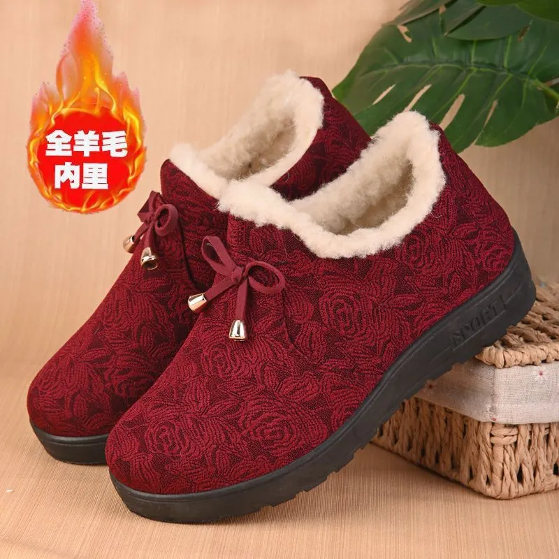 冬季老北京布鞋女老人中老年皮棉鞋加厚保暖加绒防滑奶奶妈妈棉靴,淘宝优惠券,粉丝福利购,淘宝优惠卷