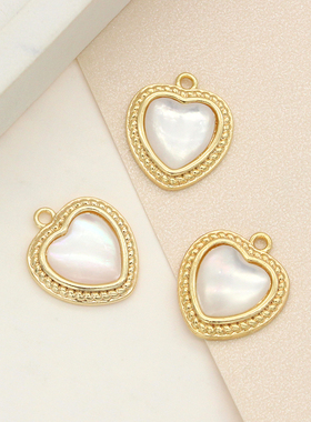 镀金贝母吊坠爱心椭圆方形项坠