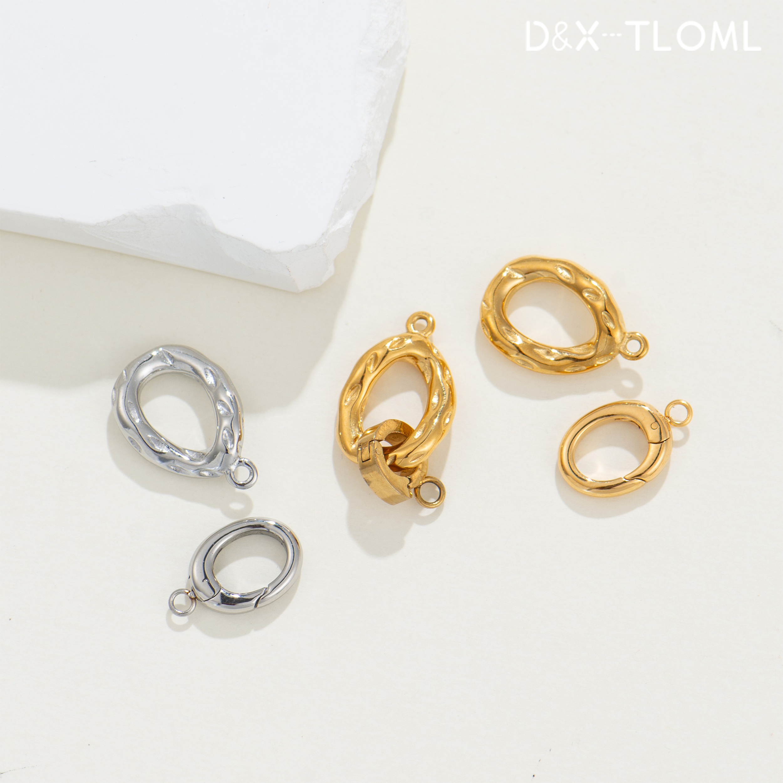 东夏饰品 316钛钢精工自由组合扣头 真空电镀18K金任意搭配万能扣 - 图1