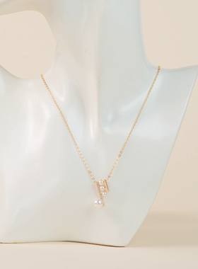 14k镀金O字万能锁骨链镶嵌珍珠