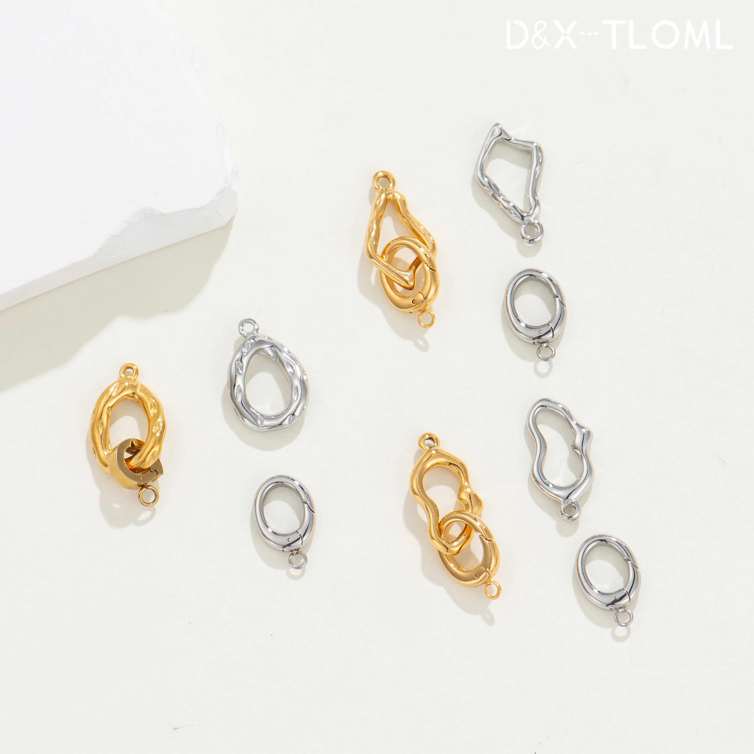 东夏饰品 316钛钢精工自由组合扣头 真空电镀18K金任意搭配万能扣 - 图0