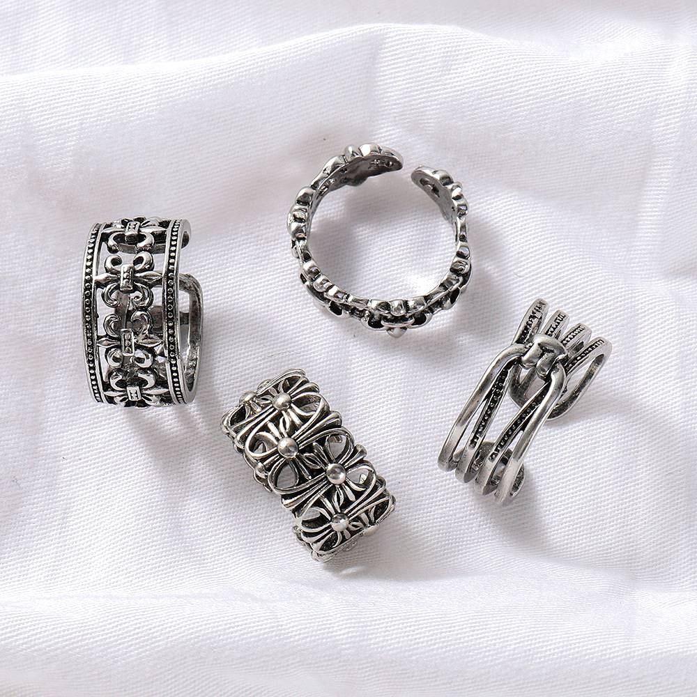 Ring Set Vintage Do Old Anchor Cross Crow Heart Ring Batch - 图2