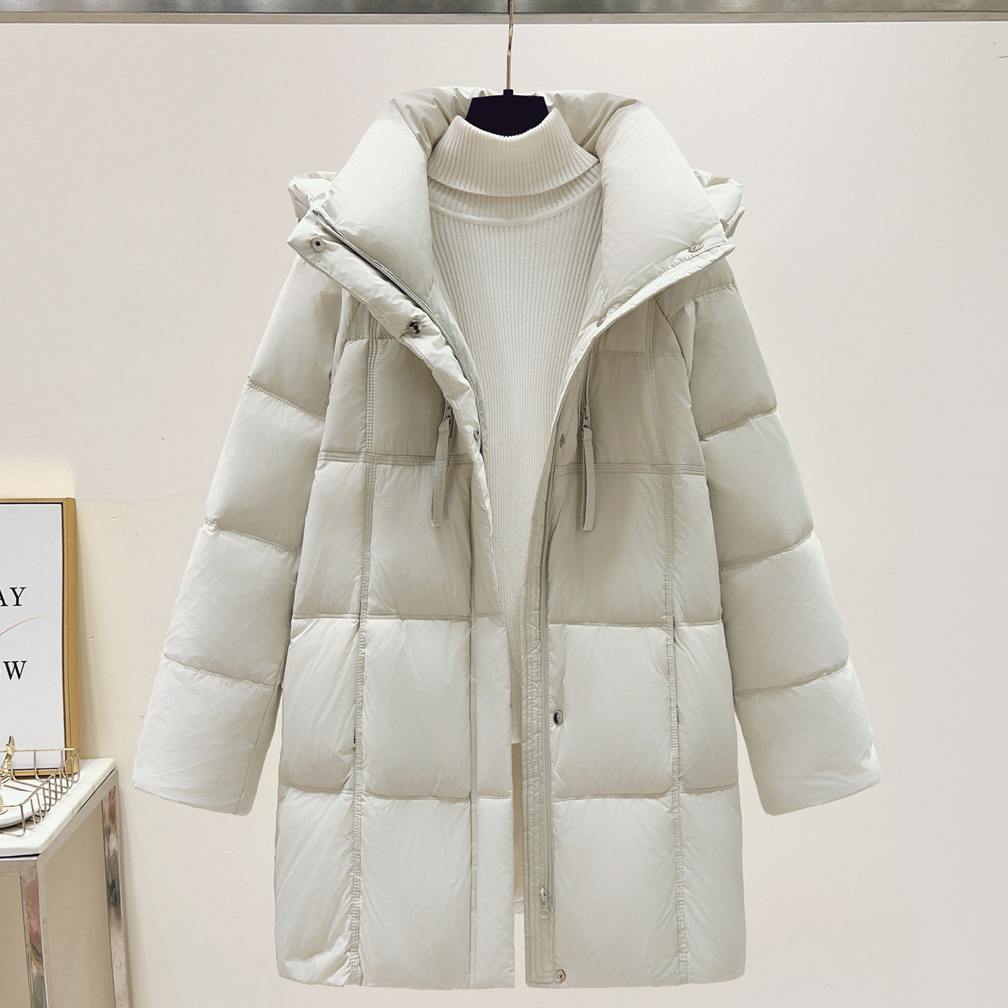 超好看黄色中长款连帽面包羽绒服女爆款2025冬季新款加厚保暖外套,淘宝优惠券,粉丝福利购,淘宝优惠卷