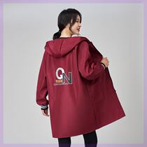 Printed Fashion anti-fouling anti-fouling and waterproof hood clothes cover woman external wearing plus suede thickened winter Kitchen Apron Jacket