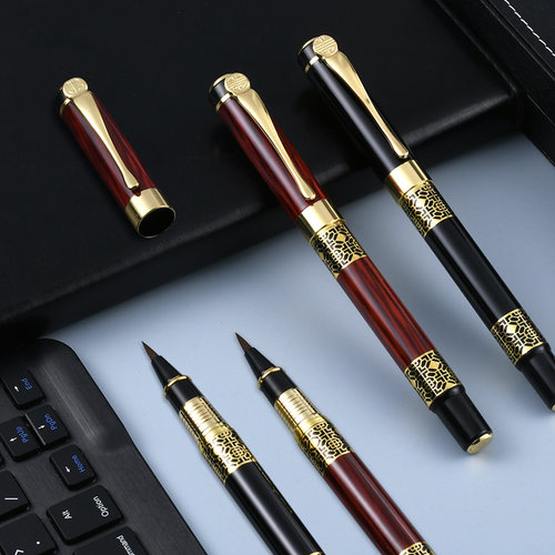 淘梵新款钢笔式毛笔专业级书法专用软笔狼毫簪花小楷毛笔书法练字临摹字帖狼毫软笔墨水墨囊成人便携上林赋用 - 图3