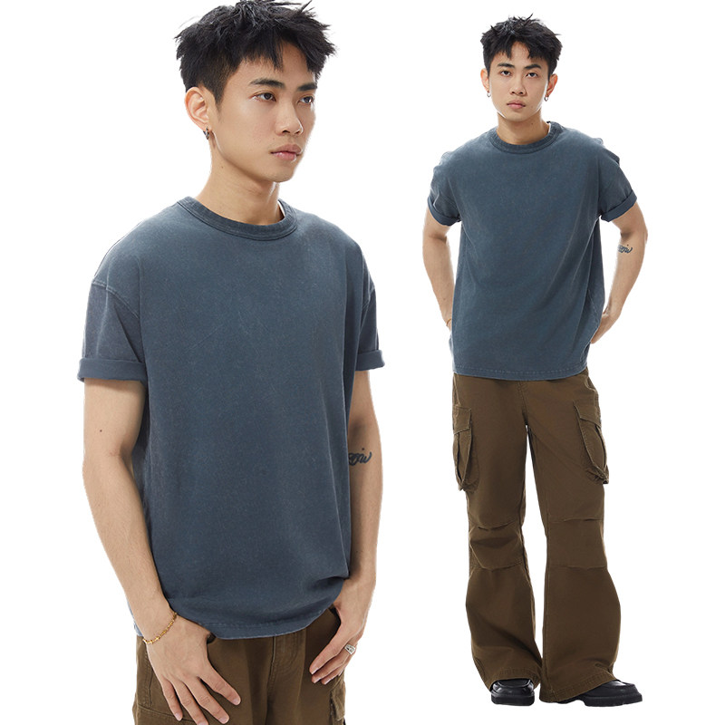GOODLIVEABLE 240G纯棉洗水做旧小袖口顶男短袖t恤复古显壮打底衫,淘宝优惠券,粉丝福利购,淘宝优惠卷