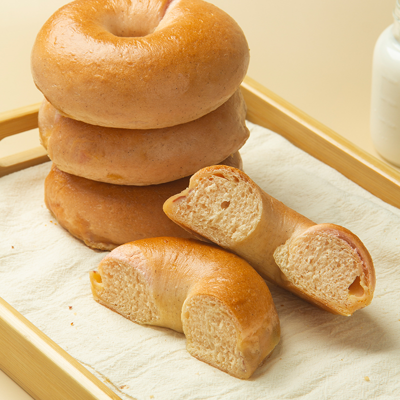 新品上市早悦手作贝果面包圈单个装粗粮早餐轻脂蓝莓芝士乳酪包-图1