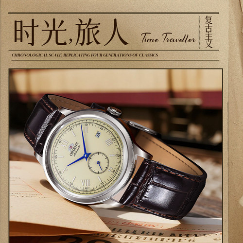 Orient东方双狮机械表男士日本官方手表古典表盘透视表壳腕表进口 - 图2