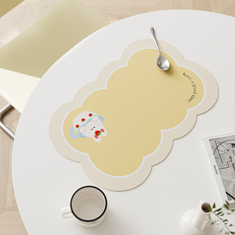 奶兔皮革餐垫午餐垫宠物猫咪狗狗碗垫杯垫隔热pvc防水防油ins可爱,淘宝优惠券,粉丝福利购,淘宝优惠卷