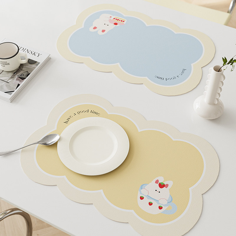 奶兔皮革餐垫午餐垫宠物猫咪狗狗碗垫杯垫隔热pvc防水防油ins可爱,淘宝优惠券,粉丝福利购,淘宝优惠卷