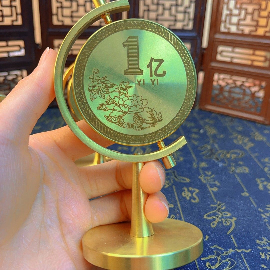 福缘铜店【壹亿小目标】黄铜一个亿转转客厅办公室桌面旋转摆件、,淘宝优惠券,粉丝福利购,淘宝优惠卷