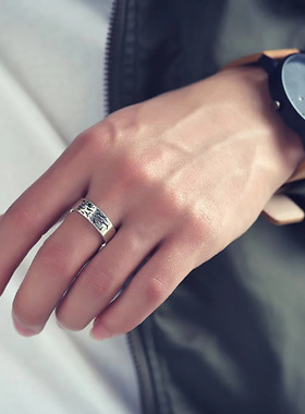 新款狼图腾S925戒指男士