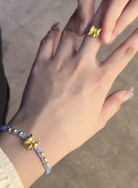 茹颖蝴蝶结手链戒指女童