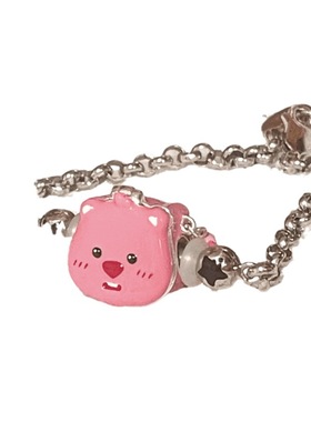 可爱小海狸露比情侣女生手串粉色手链小众设计感串珠女个性手链