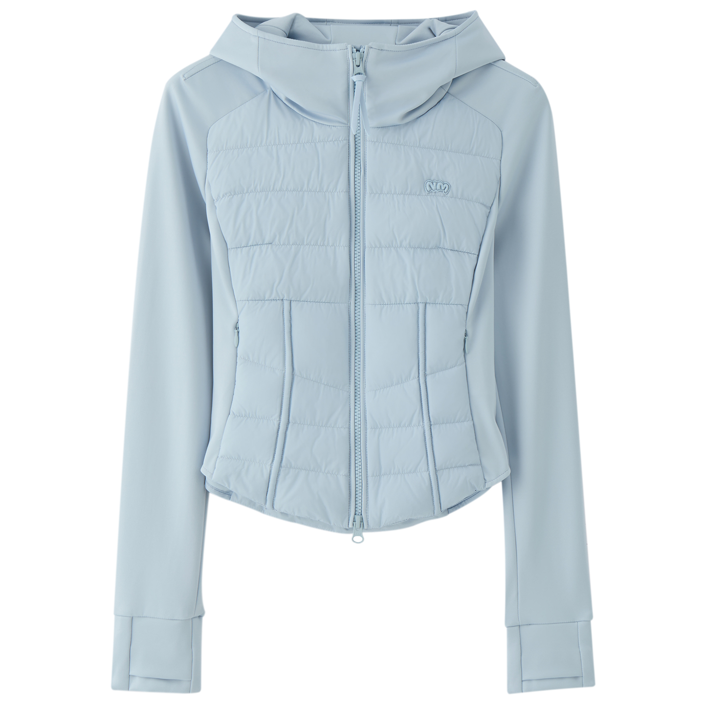 NMORE设计师品牌 25冬季新款 灰矿蓝拼接修身轻便鹅绒服 - 图3