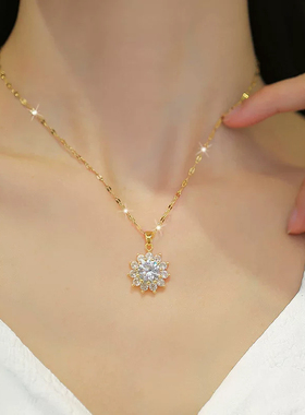 轻奢太阳花金色雪花锆石锁骨链
