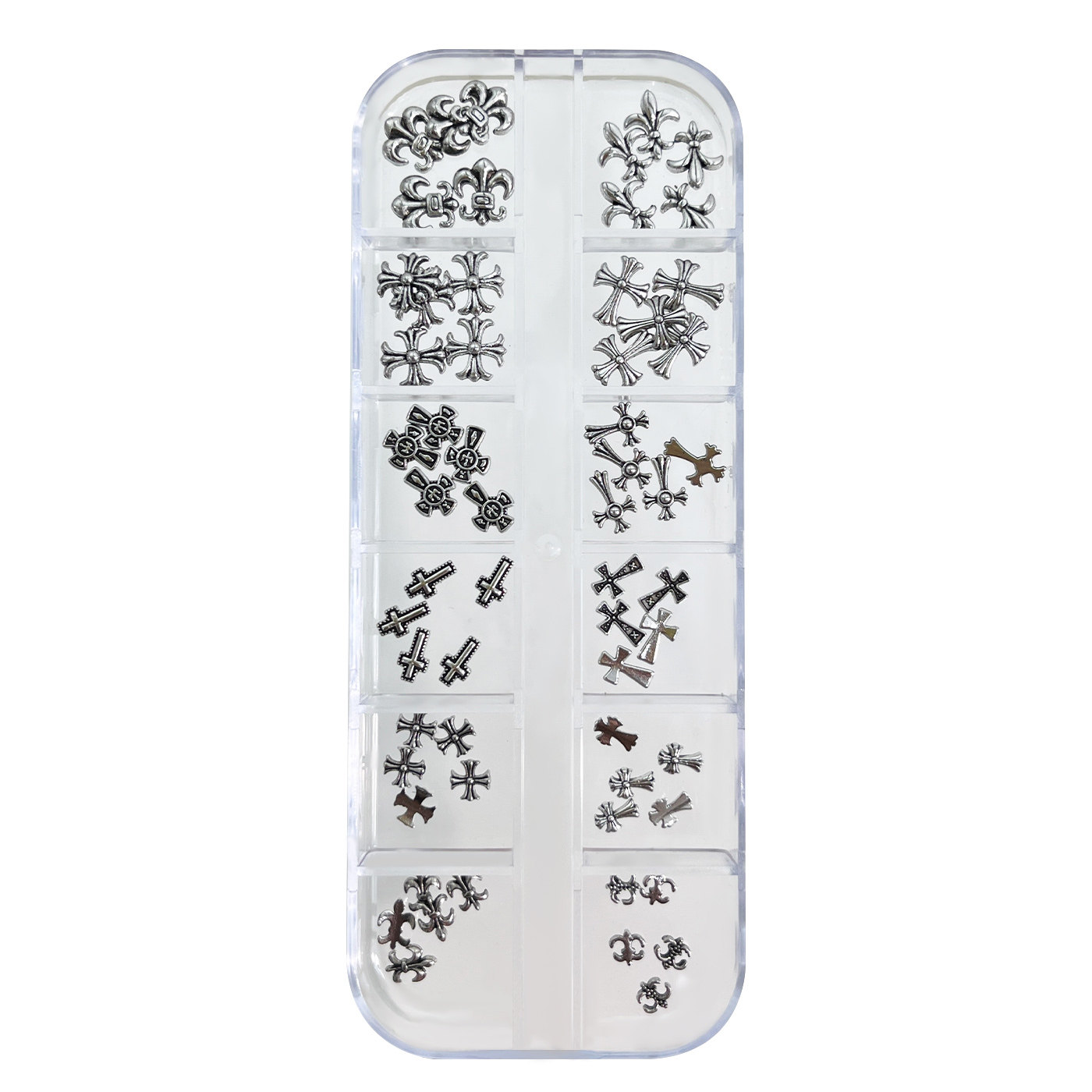 朋克风12格克罗心美甲饰品新款十字架金属铆钉套装diy穿戴甲饰品,淘宝优惠券,粉丝福利购,淘宝优惠卷