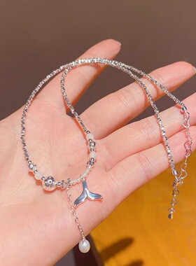 2026春夏新款精致碎银子仿珍珠鱼尾项链女小众轻奢气质百搭锁骨链