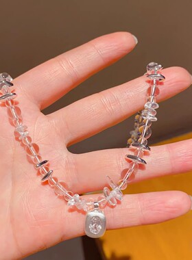 透明串珠毛衣链独特设计感锁骨链