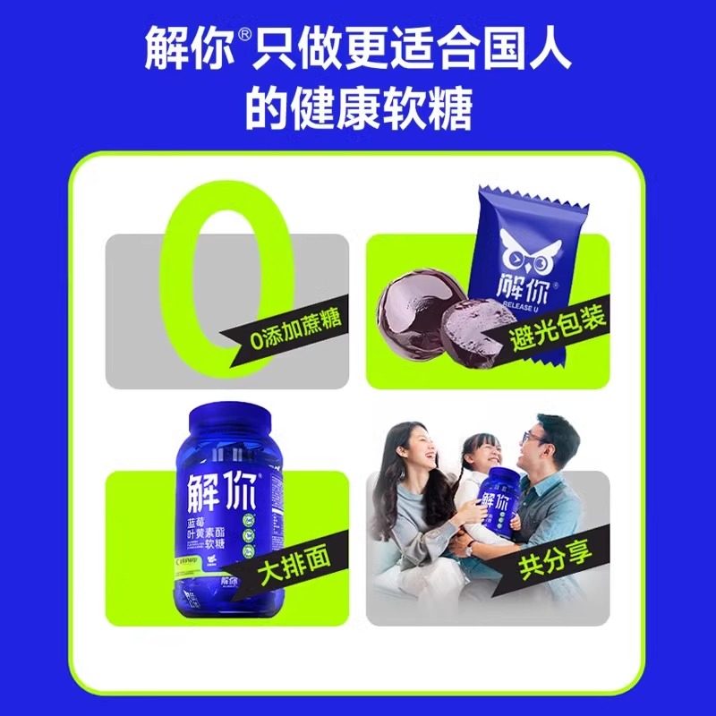 【直播专享】解你蓝莓叶黄素酯软糖儿童成人维生素,淘宝优惠券,粉丝福利购,淘宝优惠卷