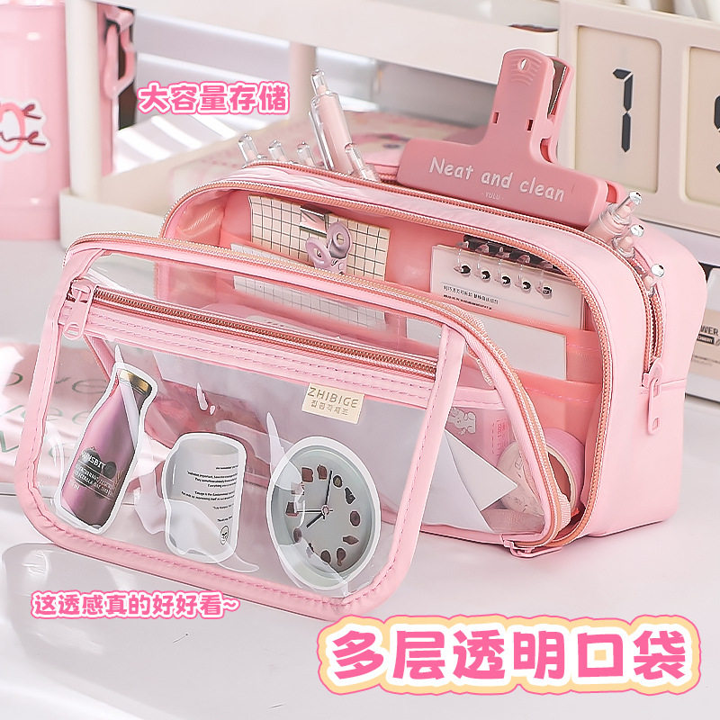 初中生笔袋女生高颜值新款女孩便携手提笔袋初中男超大复古多功能,淘宝优惠券,粉丝福利购,淘宝优惠卷