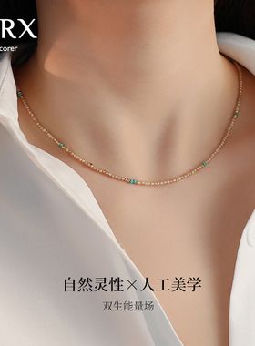 天然绿松石水晶项链女款2025新款颈链春夏日常搭配多巴胺锁骨链子