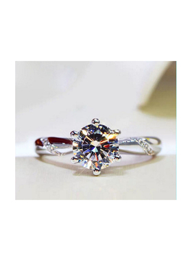 莫桑石戒指女经典情侣对戒微镶日韩时尚戒指高级时尚首饰手饰品潮