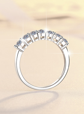 s925纯银女戒指七星排戒七公主皇冠叠戴指环莫桑石戒子工厂现货