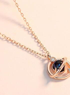 江铭项链女银色梦幻星球玫瑰金吊坠小众轻奢锁骨链简约网红女