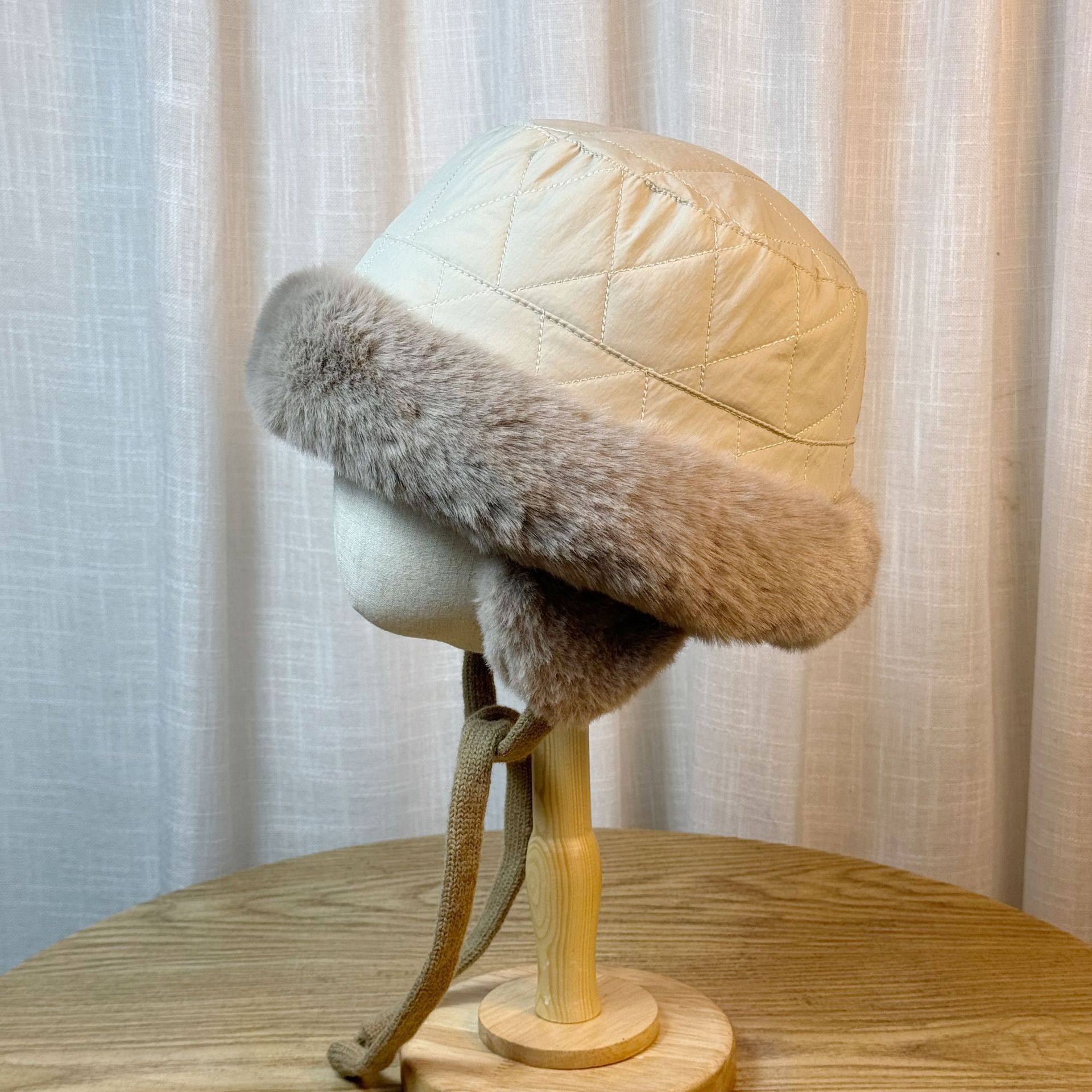 大脸护耳渔夫帽女秋冬季显脸小加绒加厚保暖毛绒盆帽骑车防风帽子,淘宝优惠券,粉丝福利购,淘宝优惠卷