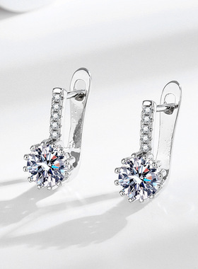 欧美经典简约仿S925银耳扣莫桑钻镀白金戒指项链耳环外贸首饰套装