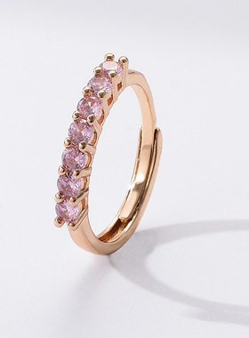 跨境热销香槟真金七公主戒指轻奢高质感百搭款女戒指饰品工厂